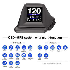 Obd2gps Gauge Car Hud Digital Head Up Display Speedometer Turbo Rpm Alarm Temp