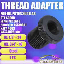 12 X28 To 34 X16 Automotive Threaded Oil Filter Adapter Black Steel Knurled