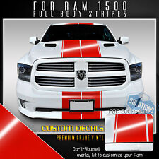 For Ram 1500 Full Body Rally Racing Stripes Graphic Decal Overlay - Gloss Vinyl