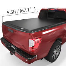 Oedro 5.5 Ft Vinyl Roll Up Tonneau Cover For 2017-2024 Nissan Titan Truck Bed