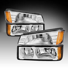 For 2002-2006 Chevy Avalanche Chrome Headlights W Body Cladding 02-06 4pcs