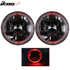 5 Inch Round Headlights Conversion Angel Eye Crystal Clear Red Halo Led Pair