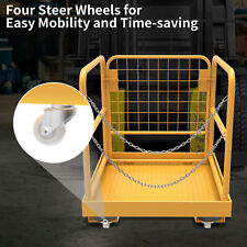 1150lbs Capacity W 4 Universal Wheels Forklift Basket Man Platform W 3 Chains