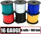 16 Gauge 12v Automotive Remote Wire Primary Cable Cca - 6 Rolls - 100 Feet Each