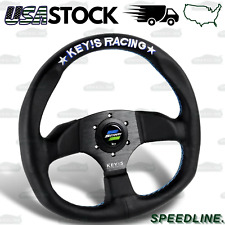 340mm Keys Racing Embroidery Leather Steering Wheel For Omp Momo Spoon Sports