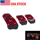 Red Non-slip Manual Gas Brake Foot Pedal Pad Cover Car Accessories Parts 3pcs Us