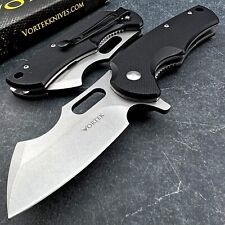 Vortek Rhino Black G10 Ball Bearing D2 Cleaver Flip Blade Folding Pocket Knife