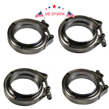 4 Pcs 3 V-band Flange Clamp Kit For Exhaust Downpipe With Ridge Stainless Steel