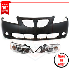 New Front Bumper Cover And Headlights Set Of 3 Pc For 2005-2007 Pontiac G6