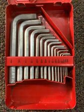 Snap On Tools 15 Pc. Sae Hex Key Set Allen Wrench Red Metal Box Gal141377