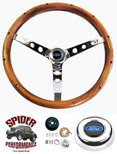 1967-1974 Bronco Steering Wheel Blue Oval 15 Classic Walnut