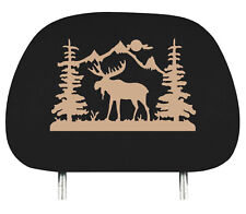 One Headrest Cover With Moose Design Smooth And Soft Velvet Material