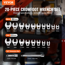 Vevor Crowfoot Wrench Set 38 Drive 20-piece Crows Foot Wrench Set With 2 Exte