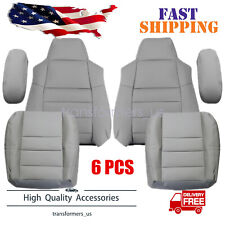 Front Bottom Top Leather Seat Cover Gray For 2003-2007 Ford F250 F350 Lariat