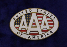 Vintage Brass Aaa United States Of America License Plate Topper Grille Badge