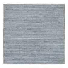 81x81 Gray Wool Hand Loomed Modern Striae Design Square Oriental Rug R65561