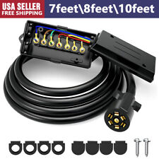 7ft 8ft 10ft Trailer Cord 7 Way Plug Inline Junction Box Wiring Harness Kit