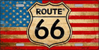 Route 66 American Flag Metal Tin License Plate Frame Tag Sign For Car And Truck