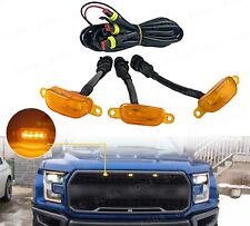 3pcs Led Front Grille Lights For 2004-2019 Ford F-150 F250 F350 Raptor Yellow