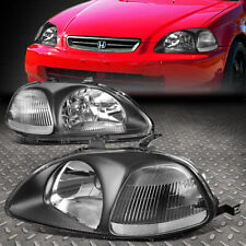 For 96-98 Honda Civic Ejemek Black Housing Clear Corner Signal Headlight Lamps
