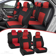 Car Seat Covers Red 5 Headrests Split Option Bench Full Interior Set