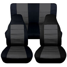 Frontrear Car Seat Covers Black-charcoal Cotton Fits Jeep Wrangler Yj 87-1995