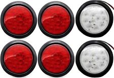 4 Inch 12 Led Round Stopturntail Truck Light W. Grommetplug 4 Red 2 White