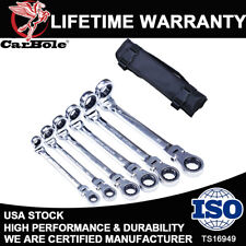 6 Double Box End Ratcheting Wrench Flex-head Extra Long Heavy Duty Spanner Set