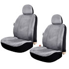 2pcs Velour Low Back One Car Seat Cover Universal For Truck Suv Front Seats Grey