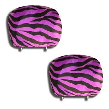 New Zebra Print Headrest Covers Black Purple 12 X 9 Universal Fit - Pair
