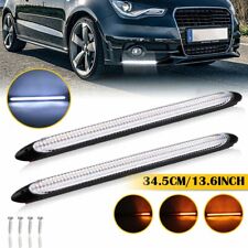 2x Led Switchback Drl Tube Light Strip Amber White Sequential Flow Turn Signal