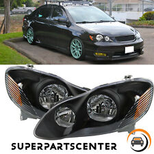 Headlights Assembly Headlamps Black Housing For 2003-2008 Toyota Corolla