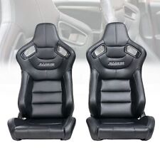 Reclinable Universal Racing Bucket Seats With Sliders Black With Carbon Back Us