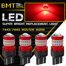 4x 7443 7440 7444 Led Brake Tail Light Bulbs Red For Gmc Sierra 1500 2014-2021