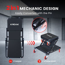 2in1 Foldable Mechanics 330lbs Creeper Seat Rolling 36 Chair Garage Work Stool