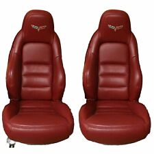 Corvette C6 2005-2011 Synthetic Leather Sports Car Seat Covers In Dark Red Color