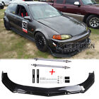 For Honda Civic Del Sol Gloss Black Front Bumper Lip Splitter Body Kit Parts Jdm