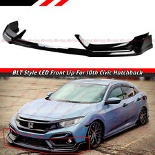 For 17-21 Honda Civic Si Hatchback Blz Style Gloss Black Led Front Bumper Lip
