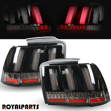 Fits 1999-2004 Ford Mustang Black Led Sequential Signal Tail Lights W Red Tube