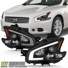 Black For 2009-2014 Maxima Square Projector Headlights Wdrl Led Light Tube Sets