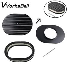 12 Oval Black Aluminum Full Finned Air Cleaner For Classic Chevy Ford Hot Rod