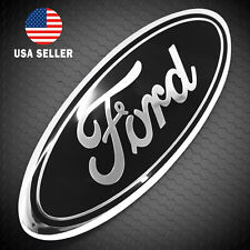 Black Chrome 2005-2014 Ford F150 Front Grille Tailgate 9 Inch Oval Emblem 1pc