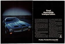 1972 Pontiac Firebird Formula 455 Car- Original Print Ad 8x11 - Advertisement