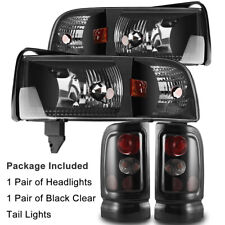 94-01 For Dodge Ram 1500 2500 3500 Black Headlights Corner Tail Lights Smoke