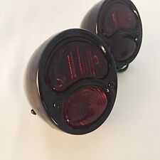 6 Volt Ford Model A Tail Lights With Stop Lens All Black - 1 Pair