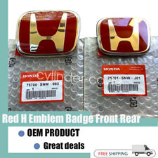 Oem 2pcs Red H Front Rear Emblem Badge For Honda Civic 1.8l 75700-snw-003j01