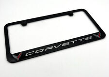 Black License Plate Frame W 2 Chevy C8 Logos Corvette Script Emblem