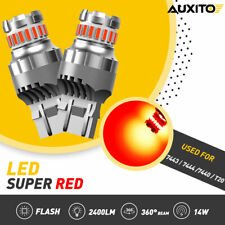 7443 Red Led Bright Strobe Flash Brake Tail Stop Light Parking Bulbs 7440 7444
