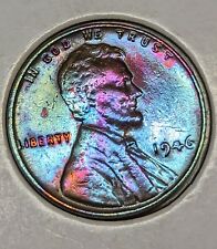 1946 Lincoln Wheat Cent Error Ddo Doubling 46 Proof Like Shine Rainbow Toned 