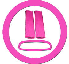 4pc Set Hot Pink Steering Wheel Coverseat Belt Covermirror Cover Nice Gift